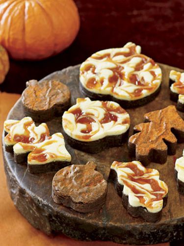 cheesecake brownies in halloween shapes
