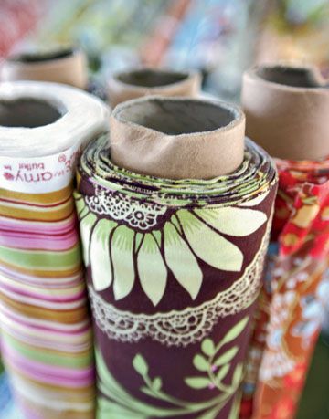 rolls of fabrics