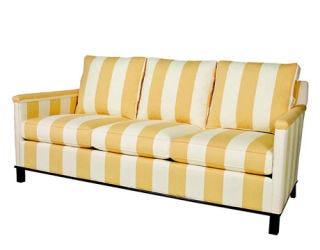 yellow and white striped couch