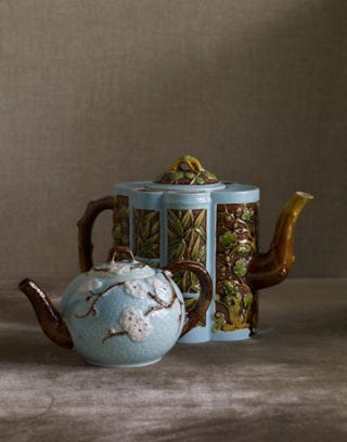 blue floral tea set