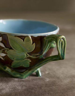 minton cup with leaf design
