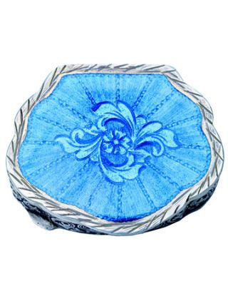 enameled blue pillbox with flower design