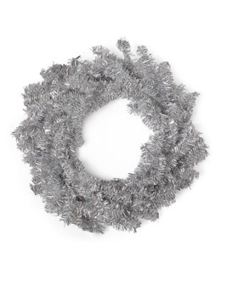 silver tinsel wreath