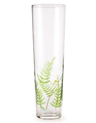 clear glass champagne flute with fern motif details