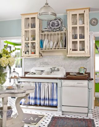 blue and white kitchen