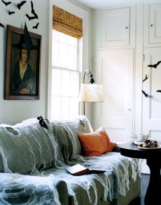 sofa with spiderwebs