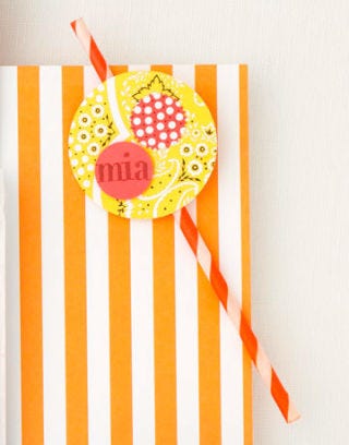 birthday party place card straw