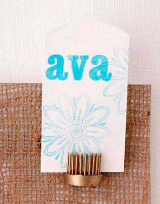plant swap place card blue flower