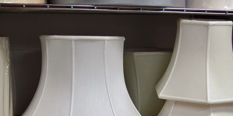 shelves of lampshades