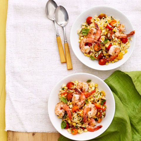 summer orzo with shrimp