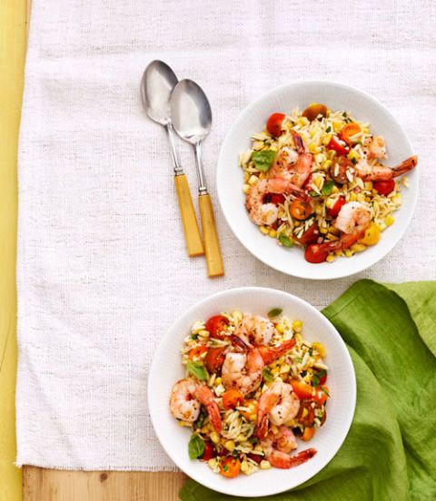 summer orzo with shrimp