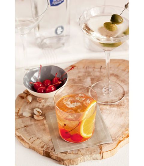cocktails on a linen napkin square