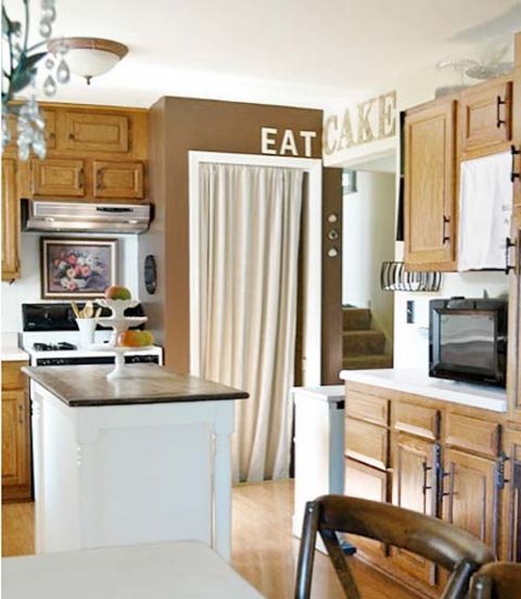 brown and white kitchen