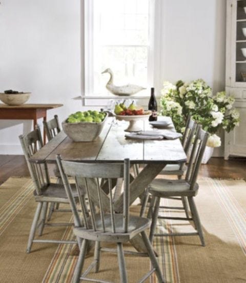 white rustic dining room