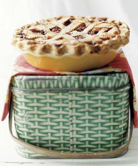 peach huckleberry lattice pie
