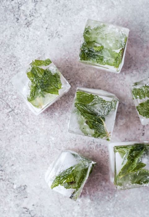 Instead of typical ice cubes, freeze mint, cucumber, lemon or lavender inside.