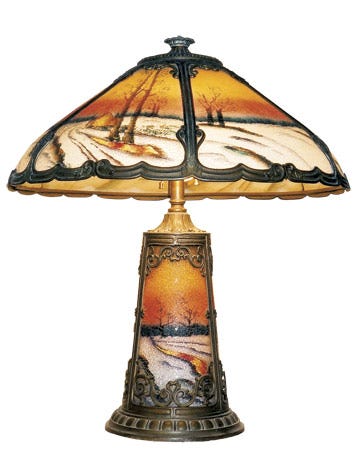 Antiques Appraisals Lamps Reverse Painted Glass Lamp