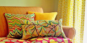 colorful pillows and rug