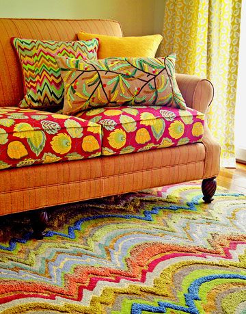 colorful pillows and rug
