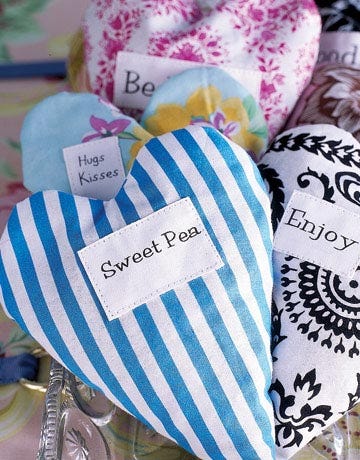 heart shaped fabric sachets