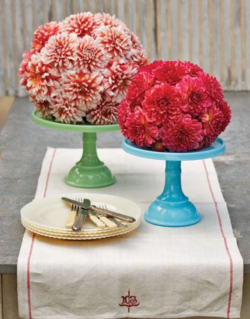 ball of flowers on cake stands