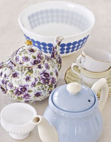 teapots and cups and saucers