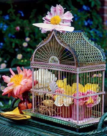 birdcage with flowers