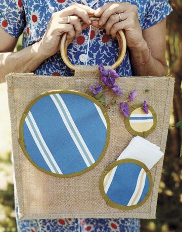 burlap bag with polka dots