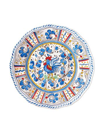 blue rooster pattern plate