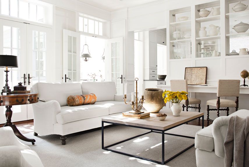 white and off white living rooms