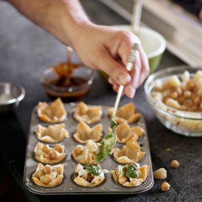 spicy chickpea and potato phyllo cups