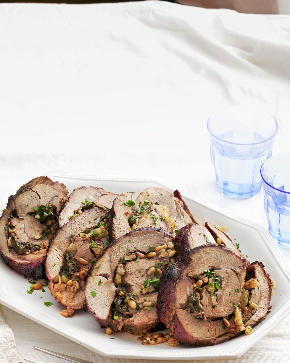 spinach and pine nut stuffed leg of lamb