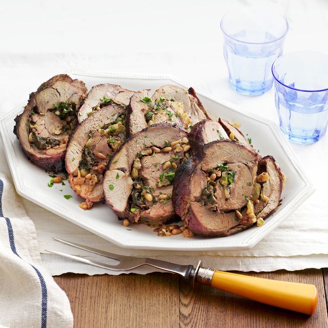 spinach and pine nut stuffed leg of lamb
