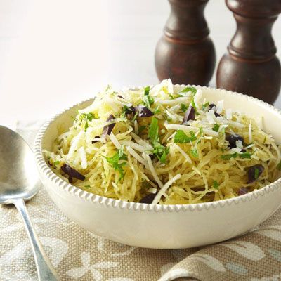 spaghetti squash with olives and pecorino