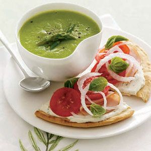 Asparagus Soup with Turkey and Tomato Tarts