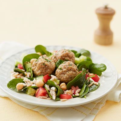 orzo salad with chicken meatballs
