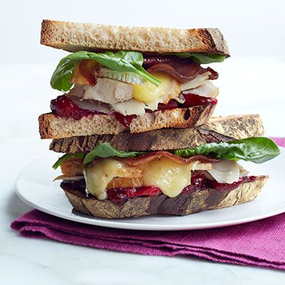 turkey brie bacon and cranberry sandwich