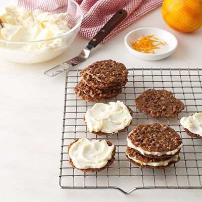 pecan lace cookie sandwiches