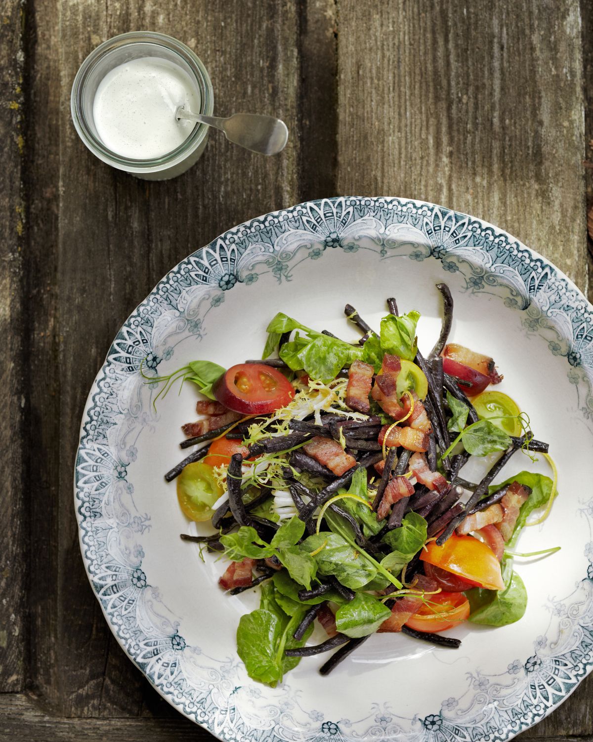 blistered bean salad with buttermilk dressing