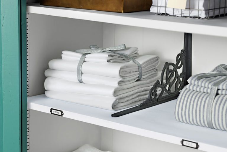 Towel Organizer for Closet 2-Pack - Declutter Your Towels and Reorganize  Your Laundry, Bathroom & Linen Closet - Adjustable Design - Easy Set-up and