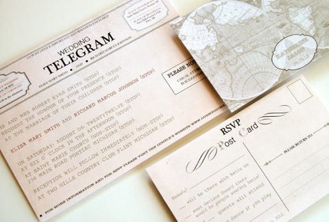 vintage telegram wedding invitation