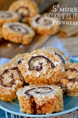 s'mores rice krispies treats pinwheels