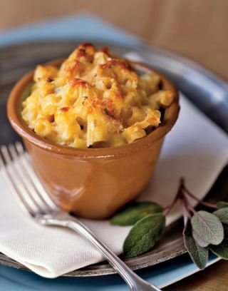 small cup of baked macaroni and cheese