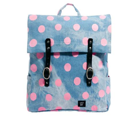 Brown, Pattern, Textile, Bag, Pink, Turquoise, Teal, Shoulder bag, Luggage and bags, Polka dot, 