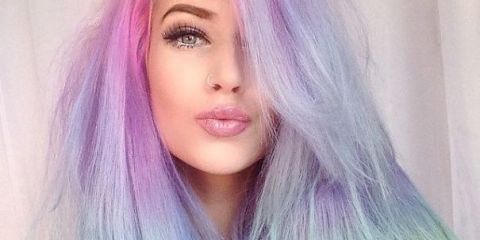 Lip, Hairstyle, Eyebrow, Eyelash, Purple, Pink, Violet, Magenta, Style, Long hair, 