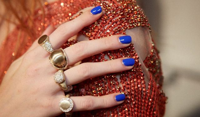 Blue, Finger, Skin, Event, Nail, Fashion accessory, Nail care, Style, Pattern, Amber, 