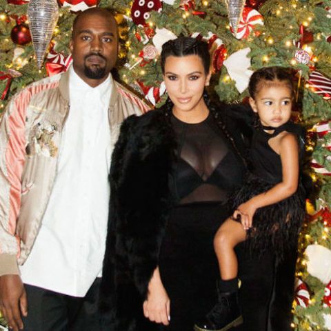 Kim Kardashian, Kanye West en North West met kerst