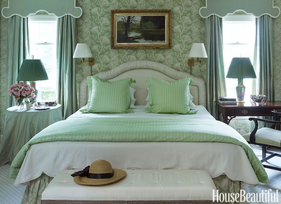 Green, Room, Interior design, Bed, Hat, Yellow, Property, Bedding, Textile, Bedroom, 