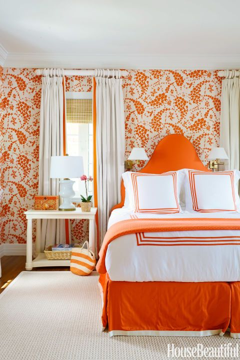 Bed, Interior design, Room, Orange, Textile, Bedding, Bedroom, Furniture, Bed frame, Linens, 