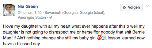 Facebookbericht moeder Georgia